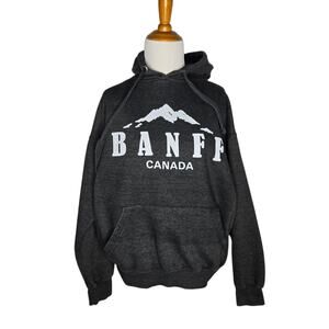 GGS Canada Banff Hooded Sweatshirt Dark Gray Mountains Cozy Women Large